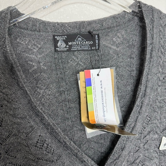 Monte Carlo Collection Woman’s Pure Wool Button Cardigan Sweater Large (40) NEW - Picture 3 of 6